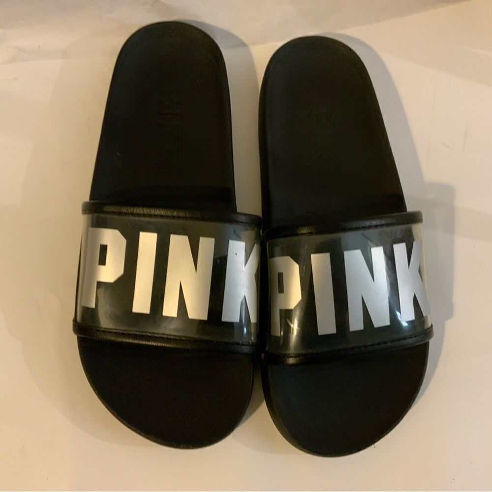 COPY - Victorias Secret Pink Black white Slides Large